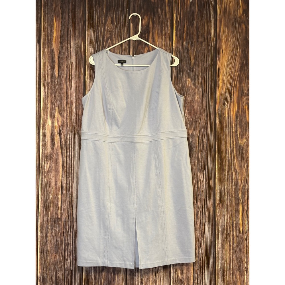 Talbots Sheath Dress Womens 14WP Petite Blue Sleeveless Ponte Career Work - Picture 2 of 15